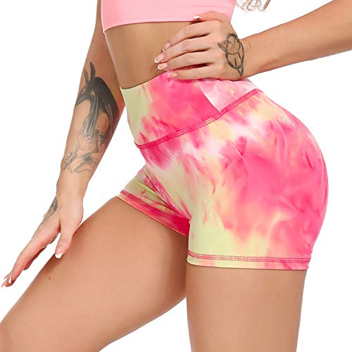 STARBILD Shorts de Sport Femme Push up Avec Poches Taille Haute Leggings Court Sexy Été Hot Pants Bas de Maillot Multicolore Plage Fitness Yoga Gym, D-3 XL