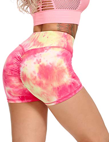 STARBILD Shorts de Sport Femme Push up Avec Poches Taille Haute Leggings Court Sexy Été Hot Pants Bas de Maillot Multicolore Plage Fitness Yoga Gym, D-3 XL