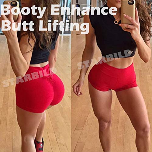 STARBILD Shorts Pantalones Deportes Cortos de Fitness Mallas para Mujer Elástico de Alta Cintura para Correr Gimnasio Gym #1 Classic-Rojo M STARBILD Shorts Pantalones Deportes Cortos de Fitness Mallas para Mujer Elástico de Alta Cintura para Correr Gimnasio Gym #1 Classic-Rojo M