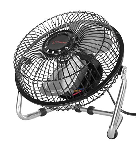 Starline Ventilador 6" (15cm) 20W Soporte Y ASPAS DE Metal - 2 velocidades de Aire Mesa Sobremesa y Suelo Inclinacion Ajustable Acabado Industrial Metalico Alta Velocidad Enchufe 220V