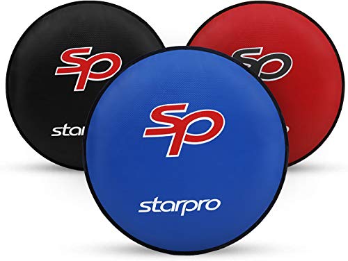 Starpro Esencial Escudo de punzón Redondo |Cuero de PU| Rojo, Negro Azul | Almohadilla de Gancho y jab para Boxeo MMA Kickboxing Artes Marciales Muay Thai Taekwondo Krav Maga Entrenamiento de Karate