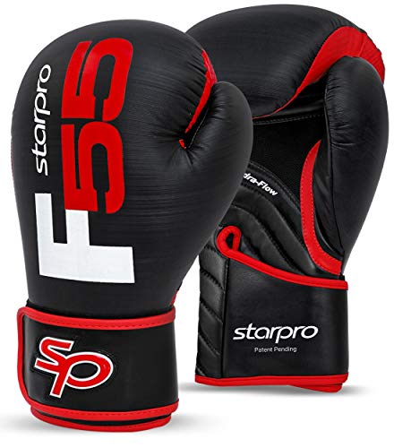 Starpro F55 Fusion Guantes de Boxeo | Cuero Cronos sintético de Primera Calidad |Negro y Rojo| para Entrenamiento Profesional y Sparring en Muay Thai Kickboxing Fitness boxercise |Hombres y Mujeres| Starpro F55 Fusion Guantes de Boxeo | Cuero Cronos sintético de Primera Calidad |Negro y Rojo| para Entrenamiento Profesional y Sparring en Muay Thai Kickboxing Fitness boxercise |Hombres y Mujeres|