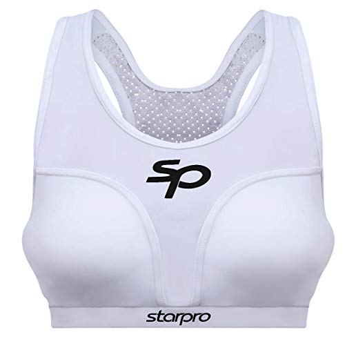 Starpro Femenino Protector de Pecho | Poliéster Blanco | Protección mamaria para Sparring en Boxeo MMA Kickboxing Artes Marciales Muay Thai Taekwondo y Karate