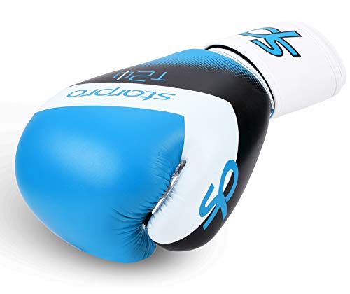 Starpro Guantes de boxeo Muay Thai entrenamiento - Guantes de boxeo profesionales para saco de boxeo, kickboxing y golpe de entrenamiento profesional - Cuero de imitación 10oz [azul]