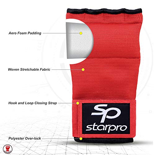 Starpro Guantes Interiores Hook n ’Loop | Guante de algodón y Semi Vendaje | Colores múltiples | Protector de puño Pulgar para Boxeo, Muay Thai Kickboxing Artes Marciales Entrenamiento de Lucha MMA Starpro Guantes Interiores Hook n ’Loop | Guante de algodón y Semi Vendaje | Colores múltiples | Protector de puño Pulgar para Boxeo, Muay Thai Kickboxing Artes Marciales Entrenamiento de Lucha MMA