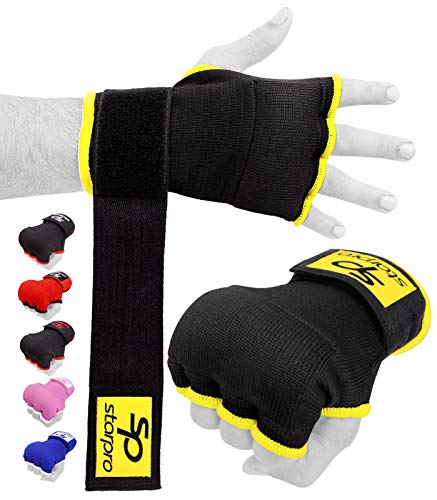 Starpro Guantes Interiores Hook n ’Loop | Guante de algodón y Semi Vendaje | Colores múltiples | Protector de puño Pulgar para Boxeo, Muay Thai Kickboxing Artes Marciales Entrenamiento de Lucha MMA