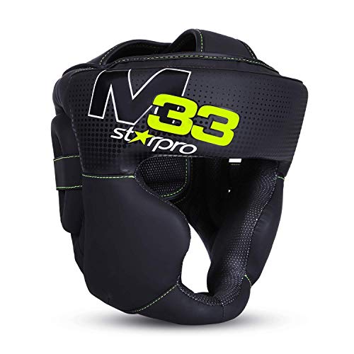 Starpro M33 Casco Boxeo | Cuero sintético Mate | Negro y Verde | Protección para la Cabeza y Las mejillas para Sparring en Boxeo Muay Thai Kickboxing Fighting & Training | Hombres y Mujeres Starpro M33 Casco Boxeo | Cuero sintético Mate | Negro y Verde | Protección para la Cabeza y Las mejillas para Sparring en Boxeo Muay Thai Kickboxing Fighting & Training | Hombres y Mujeres