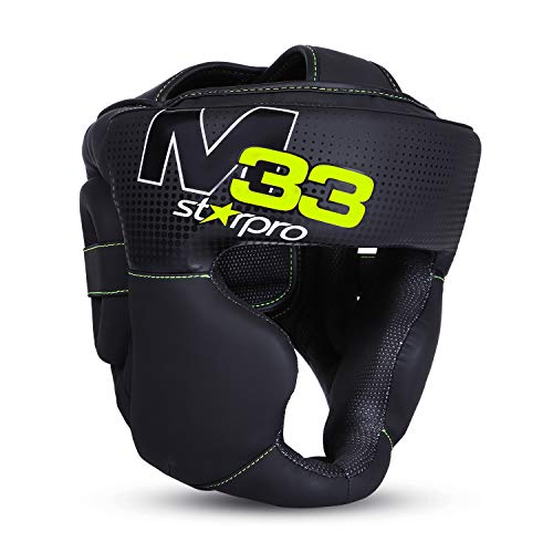 Starpro M33 Casco Boxeo | Cuero sintético Mate | Negro y Verde | Protección para la Cabeza y Las mejillas para Sparring en Boxeo Muay Thai Kickboxing Fighting & Training | Hombres y Mujeres Starpro M33 Casco Boxeo | Cuero sintético Mate | Negro y Verde | Protección para la Cabeza y Las mejillas para Sparring en Boxeo Muay Thai Kickboxing Fighting & Training | Hombres y Mujeres