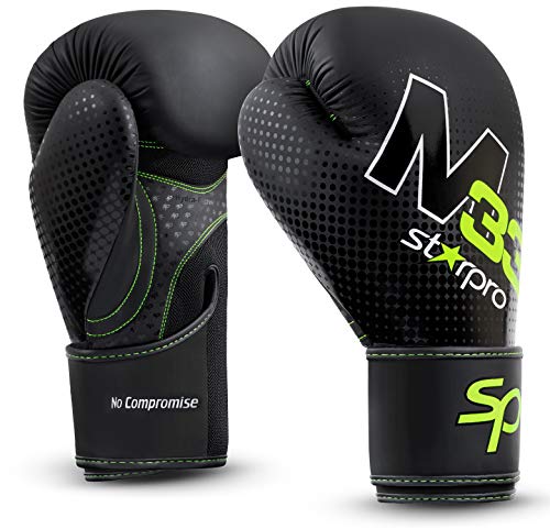 Starpro M33 Single Shell Guantes de Boxeo |Cuero sintético Mate| Negro y Verde |para Entrenamiento y Sparring en Muay Thai Kickboxing Fitness and Boxercise|Hombres y Mujeres| 8oz 10oz 12oz 14oz 16oz Starpro M33 Single Shell Guantes de Boxeo |Cuero sintético Mate| Negro y Verde |para Entrenamiento y Sparring en Muay Thai Kickboxing Fitness and Boxercise|Hombres y Mujeres| 8oz 10oz 12oz 14oz 16oz