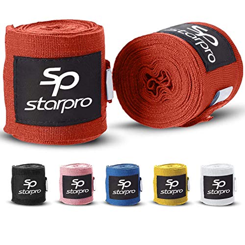 Starpro mexicanas Vendas de Mano Thump n ’Loop |Vendajes de algodón Tejido con Carbono|Colores múltiples| para Boxeo Muay Thai Kickboxing Karate Lucha Artes Marciales Gimnasio Fitness 2.55m 3.5m 4.5m