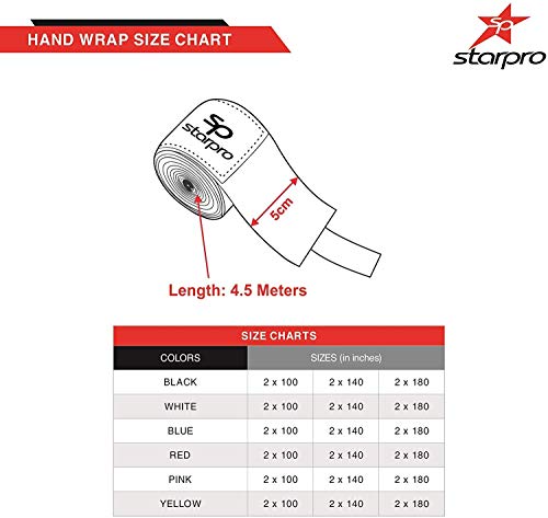 Starpro mexicanas Vendas de Mano Thump n ’Loop |Vendajes de algodón Tejido con Carbono|Colores múltiples| para Boxeo Muay Thai Kickboxing Karate Lucha Artes Marciales Gimnasio Fitness 2.55m 3.5m 4.5m