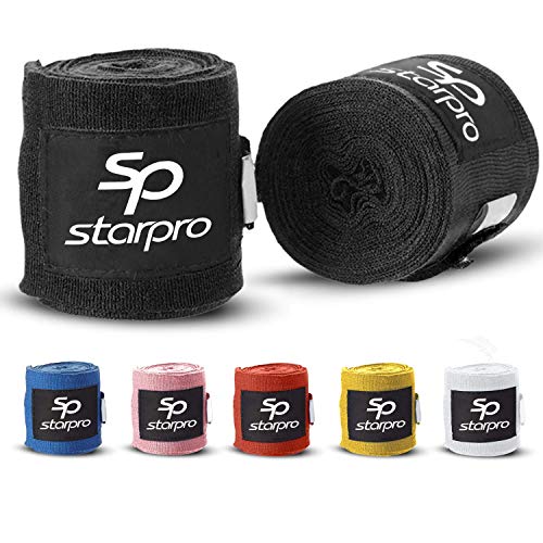 Starpro mexicanas Vendas de Mano Thump n ’Loop |Vendajes de algodón Tejido con Carbono|Colores múltiples| para Boxeo Muay Thai Kickboxing Karate Lucha Artes Marciales Gimnasio Fitness 2.55m 3.5m 4.5m