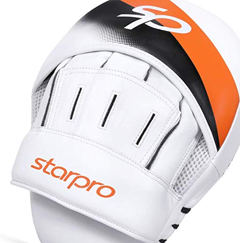Starpro T20 curvos Manoplas Boxeo | Cuero de PU | Blanco y Rosa | Pads para Coaching en Boxeo MMA Kickboxing Artes Marciales Muay Thai y Entrenamiento Starpro T20 curvos Manoplas Boxeo | Cuero de PU | Blanco y Rosa | Pads para Coaching en Boxeo MMA Kickboxing Artes Marciales Muay Thai y Entrenamiento