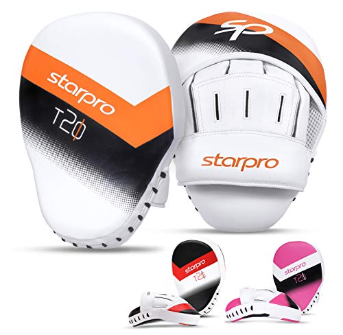 Starpro T20 curvos Manoplas Boxeo | Cuero de PU | Blanco y Rosa | Pads para Coaching en Boxeo MMA Kickboxing Artes Marciales Muay Thai y Entrenamiento Starpro T20 curvos Manoplas Boxeo | Cuero de PU | Blanco y Rosa | Pads para Coaching en Boxeo MMA Kickboxing Artes Marciales Muay Thai y Entrenamiento