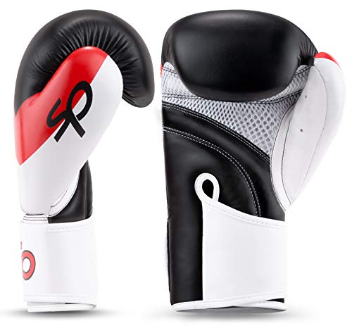 Starpro T20 Guantes de Boxeo | Cuero de PU | Negro Blanco Rosa y Azul | para Entrenamiento y Sparring en Muay Thai Kickboxing Fitness y boxercise Hombres y Mujeres | 8oz 10oz 12oz 14oz 16oz