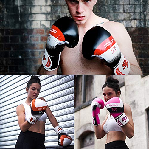 Starpro T20 Guantes de Boxeo | Cuero de PU | Negro Blanco Rosa y Azul | para Entrenamiento y Sparring en Muay Thai Kickboxing Fitness y boxercise Hombres y Mujeres | 8oz 10oz 12oz 14oz 16oz Starpro T20 Guantes de Boxeo | Cuero de PU | Negro Blanco Rosa y Azul | para Entrenamiento y Sparring en Muay Thai Kickboxing Fitness y boxercise Hombres y Mujeres | 8oz 10oz 12oz 14oz 16oz