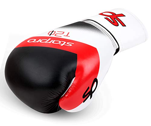 Starpro T20 Guantes de Boxeo | Cuero de PU | Negro Blanco Rosa y Azul | para Entrenamiento y Sparring en Muay Thai Kickboxing Fitness y boxercise Hombres y Mujeres | 8oz 10oz 12oz 14oz 16oz