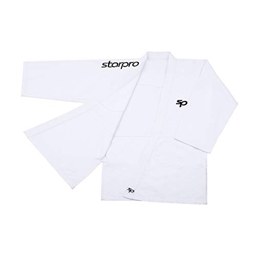 Starpro Traje de Judo Uniforme Entrenamiento - Karate Gi Kit Profesional IJF MMA Artes Marciales Lucha de Taekwondo Kimono Blanco 350g | Mejor para Hombres, Mujeres y Niños | Viene sin cinturón