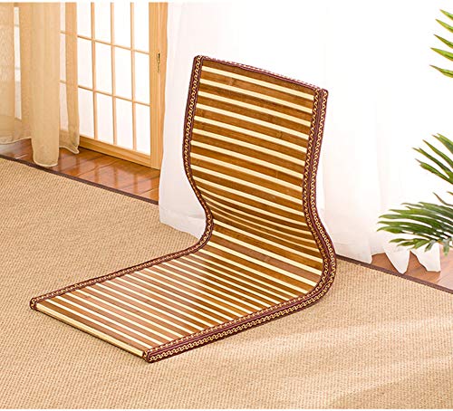 StarrkD Tatami Japonés Silla De Piso,Asiento Ergonómico De La Ventana De La Ventana De La Silla De Ratán con Respaldo Curvo A Mano para La Meditación-e 46x41x38cm(18x16x15inch)