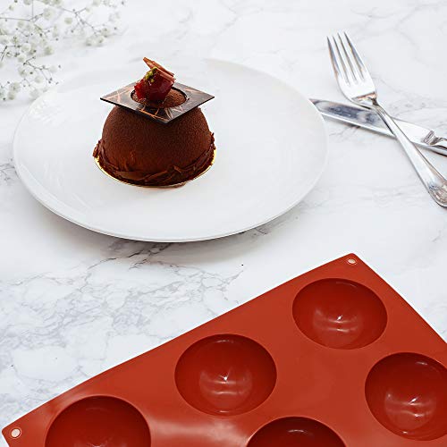 STARUBY Molde de silicona antiadherente para tartas con 6 cavidades, 3 moldes de silicona semiesféricos para chocolate, magdalenas, brownies, pasteles, pudín, diámetro de 6,6 cm STARUBY Molde de silicona antiadherente para tartas con 6 cavidades, 3 moldes de silicona semiesféricos para chocolate, magdalenas, brownies, pasteles, pudín, diámetro de 6,6 cm