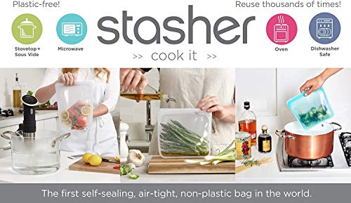 Stasher 907/917 Bolsa de Silicona Reutilizable para Cocinar, Congelar, Almacenar y Viajar, 2 Unidades, Hierbabuena