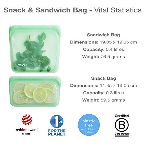 Stasher 907/917 Bolsa de Silicona Reutilizable para Cocinar, Congelar, Almacenar y Viajar, 2 Unidades, Hierbabuena Stasher 907/917 Bolsa de Silicona Reutilizable para Cocinar, Congelar, Almacenar y Viajar, 2 Unidades, Hierbabuena