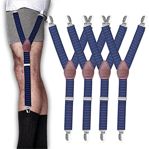STAY GENT 2 Pares Tirantes Estancia de la camisa de los hombres, ligas Ligas con abrazaderas de bloqueo antideslizantes para militares, policía, Navy STAY GENT 2 Pares Tirantes Estancia de la camisa de los hombres, ligas Ligas con abrazaderas de bloqueo antideslizantes para militares, policía, Navy
