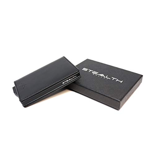 STEALTH WALLET Minimalista Portatarjetas RFID - Carteras de Tarjetas de Crédito Metálicas Delgadas y Livianas con Protección de Bloque NFC (Plata con Cuero Negro) STEALTH WALLET Minimalista Portatarjetas RFID - Carteras de Tarjetas de Crédito Metálicas Delgadas y Livianas con Protección de Bloque NFC (Plata con Cuero Negro)