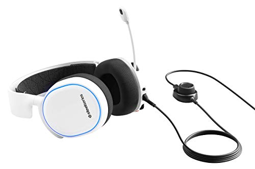 SteelSeries Arctis 5 Auriculares De Juego, Iluminados Por Rgb, Dts Headphone: X V2.0 Surround Para Pc Y PlayStation 4, Blanco