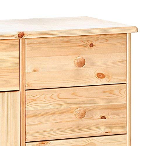 Steens Mario 2 para puerta/6-cajones Mueble aparador con Madera de Pino, Acabado Barnizado Natural