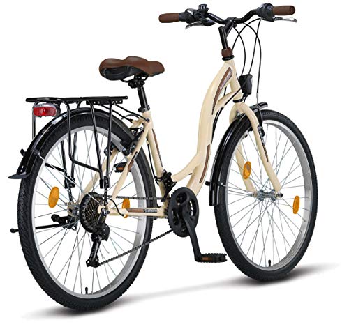 STELLA Bicicleta para Mujer, 26 Pulgadas Luz de Bicicleta Shimano 21 Marchas Ciclismo Niña Mujer Niña Infantil Florencia Amsterdam Bicicleta Hollanda Retro Bicicleta Infantil Bicicleta