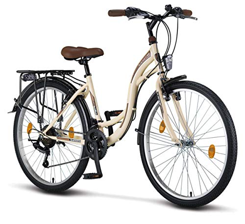 STELLA Bicicleta para Mujer, 26 Pulgadas Luz de Bicicleta Shimano 21 Marchas Ciclismo Niña Mujer Niña Infantil Florencia Amsterdam Bicicleta Hollanda Retro Bicicleta Infantil Bicicleta