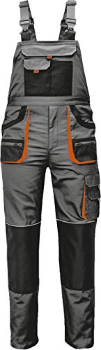 Stenso Des-Emerton® - Pantalones con Peto de Trabajo para Hombre Slim fit - Gris/Negro/Naranja - 48 Stenso Des-Emerton® - Pantalones con Peto de Trabajo para Hombre Slim fit - Gris/Negro/Naranja - 48