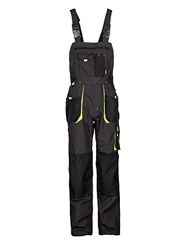 Stenso Emerton® - Pantalones con Peto de Trabajo para Hombre - Resistentes - Gris/Negro/Verde - 56