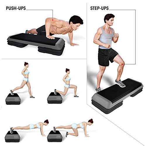 Step de Aeróbic y Fitness Tipo Tabla Plataforma Stepper para Deporte y Gimnasia con Altura Regulable a 3 Niveles Carga, Altura Regulable, Cajón de Salto, Unisex Adulto, Step fitness/aeróbic escalón,I