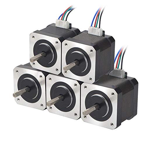 STEPPERONLINE Nema 17 - Motor paso a paso (5 unidades, 45 Ncm, 1,5 A, 12 V, 39 mm, 4 cables, 1,8 deg, con cable de 1 m)