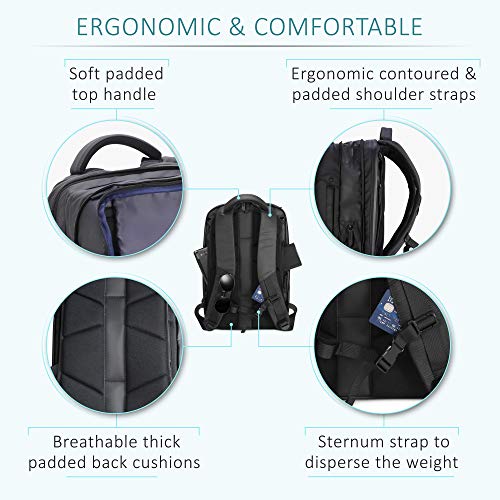 Sterkmann Bolsa/Mochila/de Viaje/Negocios Hombre/Equipaje de Mano para Portátiles de hasta 15.6" con Cubo de Embalaje, Bolsas de Zapatos y Lavandería (30L)