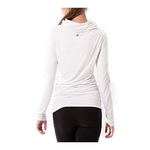 Sternitz Camisa Fitness para Mujer, Bhakti Hoodie, Ideal para Hacer Pilates, Yoga y Cualquier Deporte, Tela de bambú, ecológica y Suave. Cuello Largo. (M, Blanco)