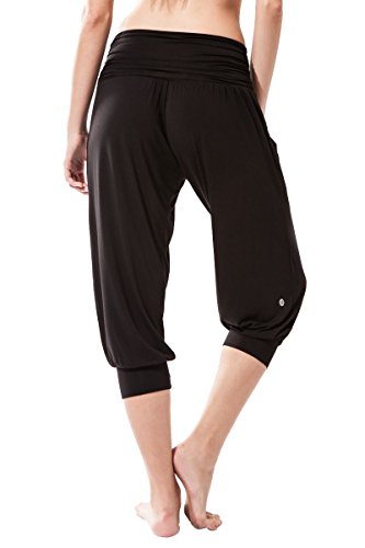 Sternitz Pantalon Fitness para Mujer, Rabi, Ideal para Hacer Pilates, Yoga y Cualquier Deporte, Tela de bambú, ecológica y Suave. Pantalón Tipo Pescador o Bombacho. Muy Cómodo (L, Negro)