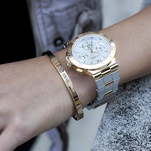 Steve Madden Multifunctional Dial Alloy Band Watch