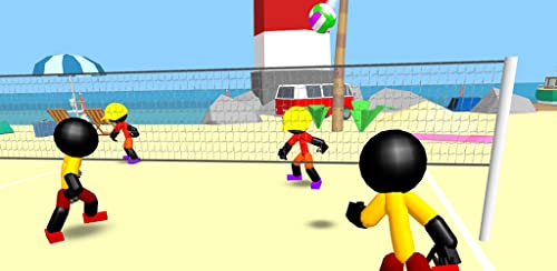 Stickman voleibol en la playa