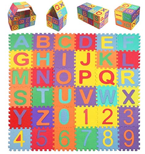 StillCool Puzzle Alfombrilla con Alfabeto para niños, 36 Piezas de Alfombra de Goma Espuma EVA Suave con 0 a 9 y 26 Letras