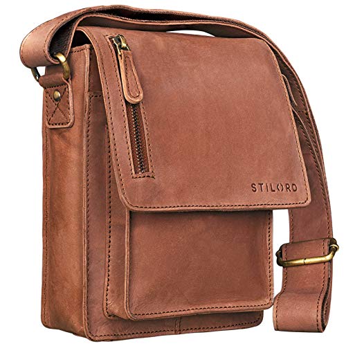 STILORD 'Finn' Bolso Mensajero Mediano de Piel Vintage para Mujeres y Hombres Bolsa de Hombro o Bandolera Mariconera Tablet de 8.4' auténtico Cuero, Color:Cognac - marrón Claro STILORD 'Finn' Bolso Mensajero Mediano de Piel Vintage para Mujeres y Hombres Bolsa de Hombro o Bandolera Mariconera Tablet de 8.4' auténtico Cuero, Color:Cognac - marrón Claro