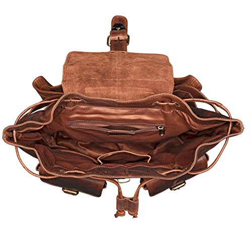 STILORD 'Larissa' Mochila para Mujer de Genuina Piel Vintage en Trabajo Ocio Tiempo Libre Universidad Bolsa para portátil 13,3' o DIN A4 de Cuero auténtico, Color:Kara - Cognac