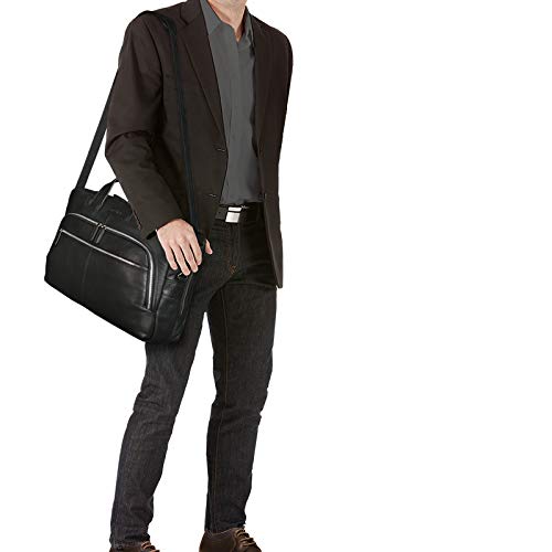 STILORD 'Lias' Bolso Mensajero Cuero para portátil 15,6 Pulgadas Bolsa Bandolera Grande Hombre y Mujer Maletín Bolso Negocios de auténtica Piel, Color:Negro