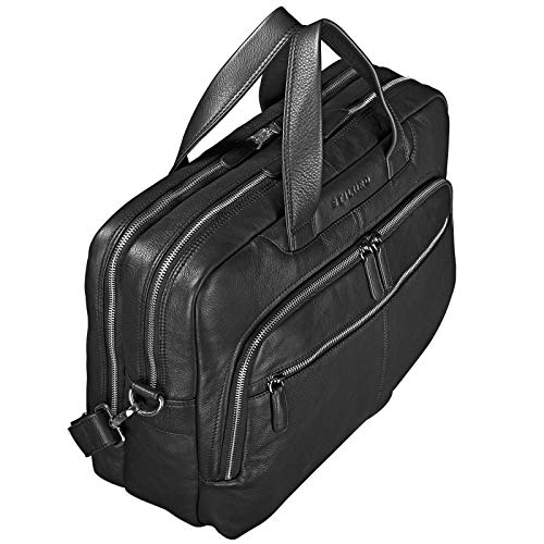 STILORD 'Lias' Bolso Mensajero Cuero para portátil 15,6 Pulgadas Bolsa Bandolera Grande Hombre y Mujer Maletín Bolso Negocios de auténtica Piel, Color:Negro