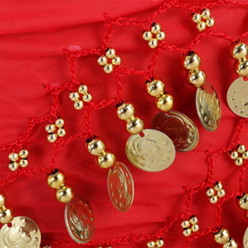 STOBOK 2 piezas de falda de bufanda de cadera de danza del vientre para mujer con 128 lentejuelas de oro bling monedas danza del vientre zumba clase de yoga accesorios de rendimiento negro + rojo STOBOK 2 piezas de falda de bufanda de cadera de danza del vientre para mujer con 128 lentejuelas de oro bling monedas danza del vientre zumba clase de yoga accesorios de rendimiento negro + rojo