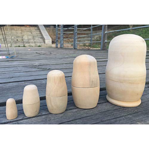 STOBOK DIY Matryoshka Dolls Muñecas Rusas de Madera sin Pintar para Hacer Manualidades 5pcs