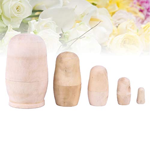 STOBOK DIY Matryoshka Dolls Muñecas Rusas de Madera sin Pintar para Hacer Manualidades 5pcs