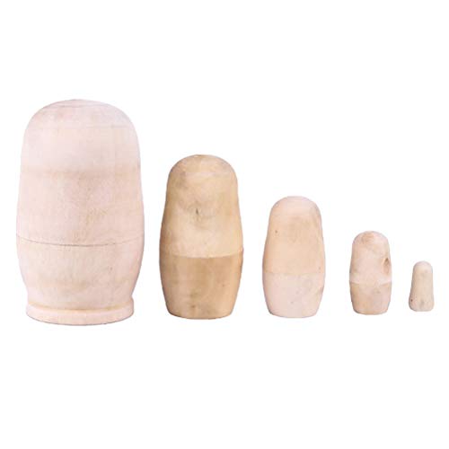 STOBOK DIY Matryoshka Dolls Muñecas Rusas de Madera sin Pintar para Hacer Manualidades 5pcs